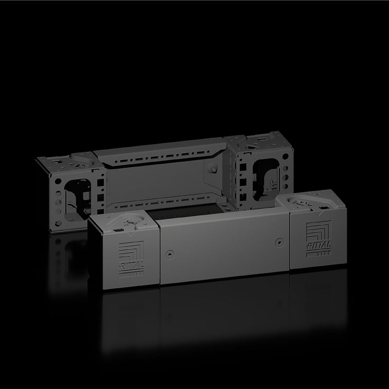 VX 8660001 底座角连接件，配备底座护板，前部和后部，高：100 mm，适用的宽度：400 mm，钢板  认证
